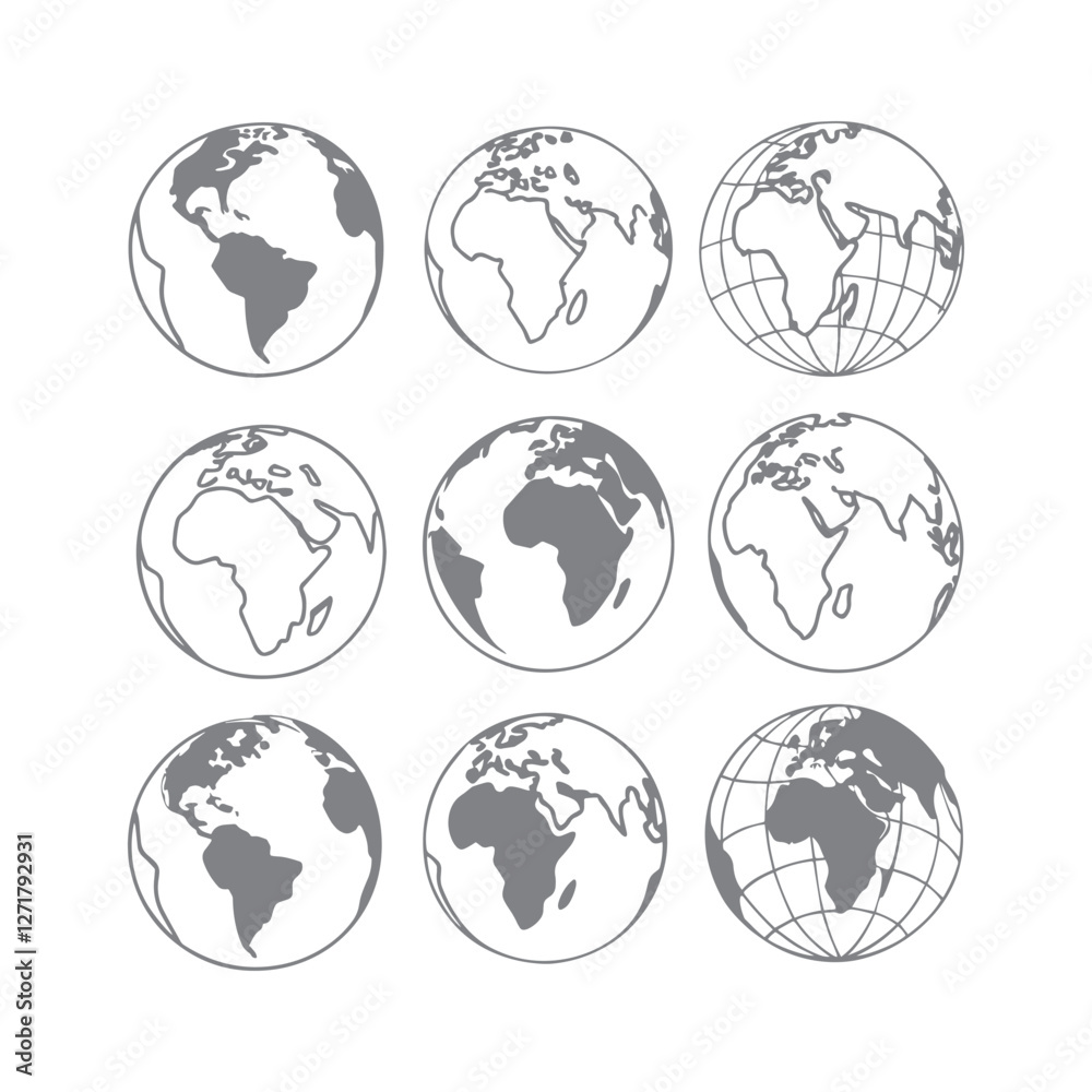 Obraz premium Minimal Planet Earth Icons with Editable Stroke - Vector Graphic Illustration for Web Design, Logos, Apps, Templates, and UI