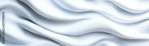 Smooth white fabric with flowing waves and soft texture creates elegant backdrop. gentle curves and subtle shadows add depth and sophistication to design