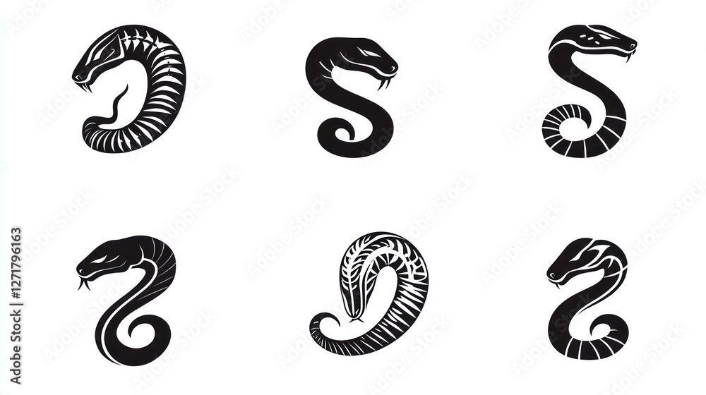 Obraz premium Symbolic snake figures, stylized, design elements