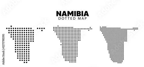 Set of Namibia dotted map vector on white isolated