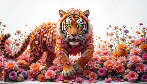 The beautiful teague consists of flowers on a white background