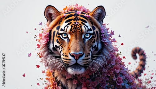The beautiful teague consists of flowers on a white background