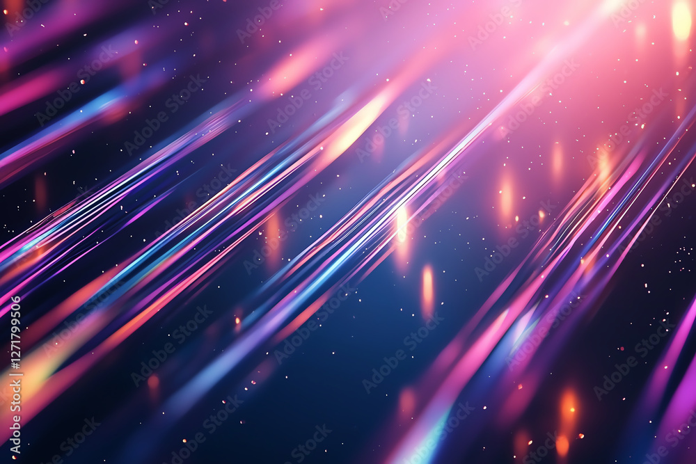 Obraz premium Vibrant light streaks create mesmerizing effect against dark background, showcasing blend of colors and sparkles that evoke sense of wonder and energy