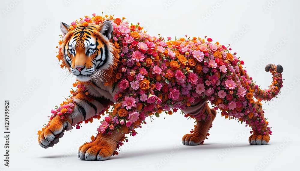 Fototapeta premium The beautiful teague consists of flowers on a white background