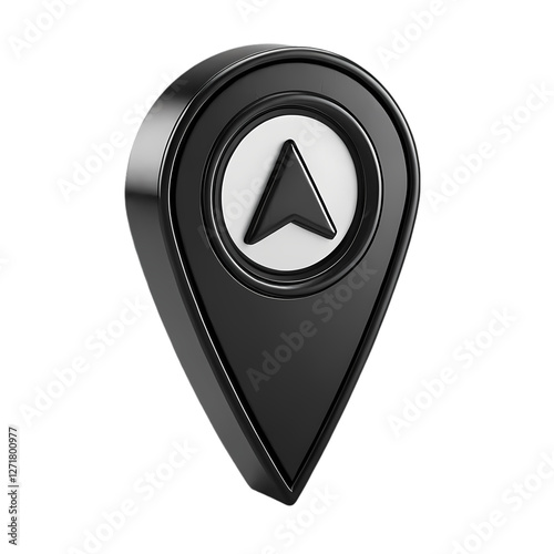 3D Black Location Pin Icon: Free Download isolated on transparent background