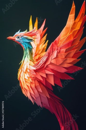 Colorful Paper Bird Flying