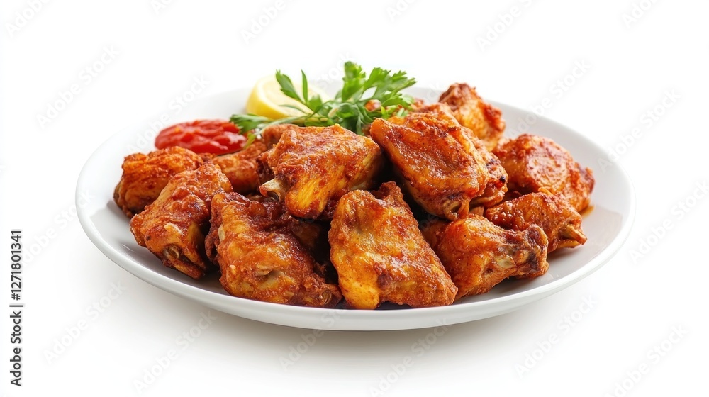 Krispi Fried Chicken or Crispy Fried Chickens on the clay plate Krispi Fried Chicken or Crispy Fried Chickens on the clay plate