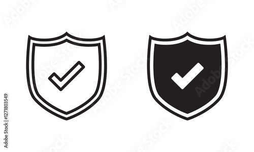 Shield with check mark icon vector illustration.