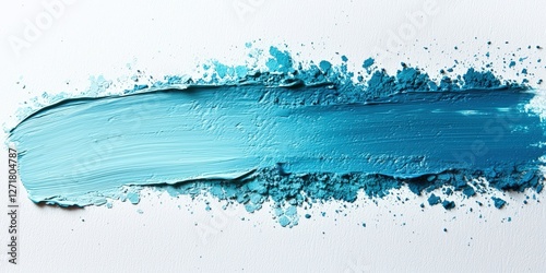 Textured Brushstroke of Blue Paint on White Canvas (Background, Brushstroke, Texture, Blue Paint)