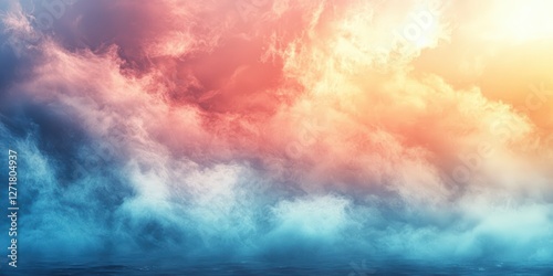 Abstract Background with Multicolored Haze or Cloud in Vibrant Shades of Blue, Orange, and Yellow (Background, Haze, Cloud, Vibrant Colors)