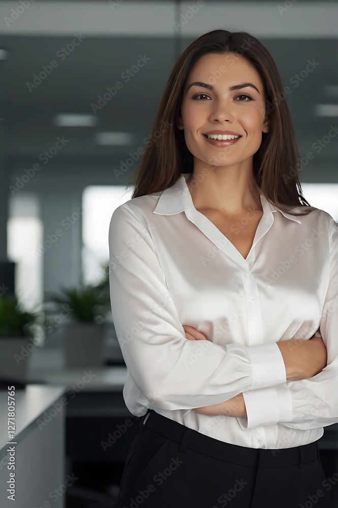 Young Professional Businesswoman in White Shirt Standing in Office
Young Professional Businesswoman in White Shirt Standing in Office