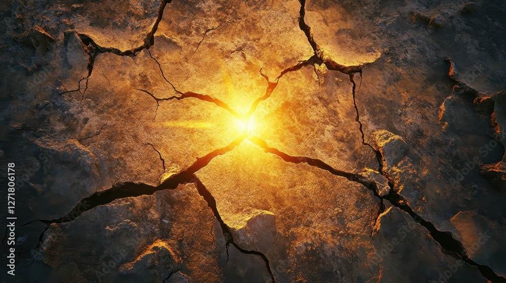 A stunning close-up of cracked earth illuminated by a radiant light, creating a dramatic contrast between darkness and brightness. A stunning close-up of cracked earth illuminated by a radiant light, creating a dramatic contrast between darkness and brightness.
