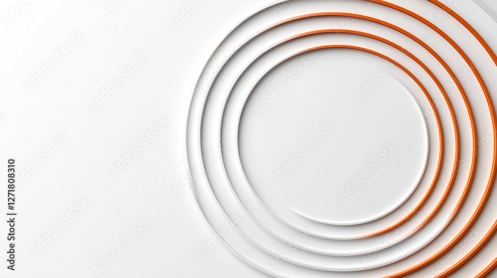 Obraz premium Circular Concentric Rings Pattern White and Orange Modern Geometric Design Abstract Presentation Background
