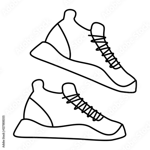 Sports sneakers. Flat line vector illustration eps10