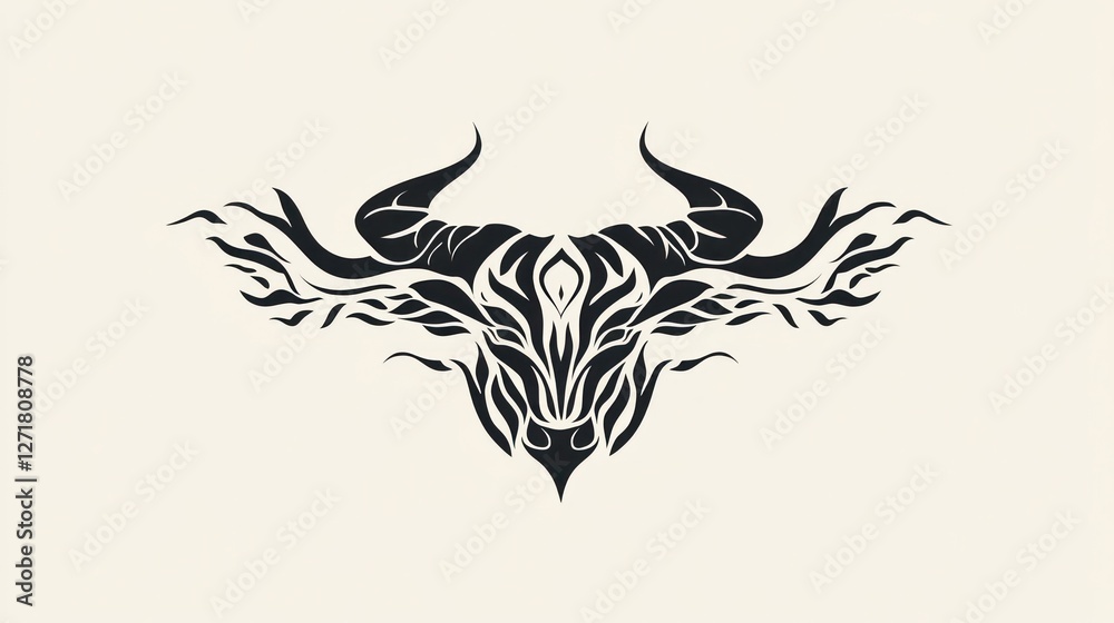 Obraz premium Ornate Bull Head Design, Abstract Art, for Background Use