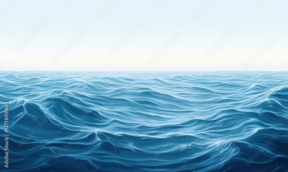 Open Sea Waves Calming motion in tranquil waters with light horizon, backdrop Open Sea Waves Calming motion in tranquil waters with light horizon, backdrop