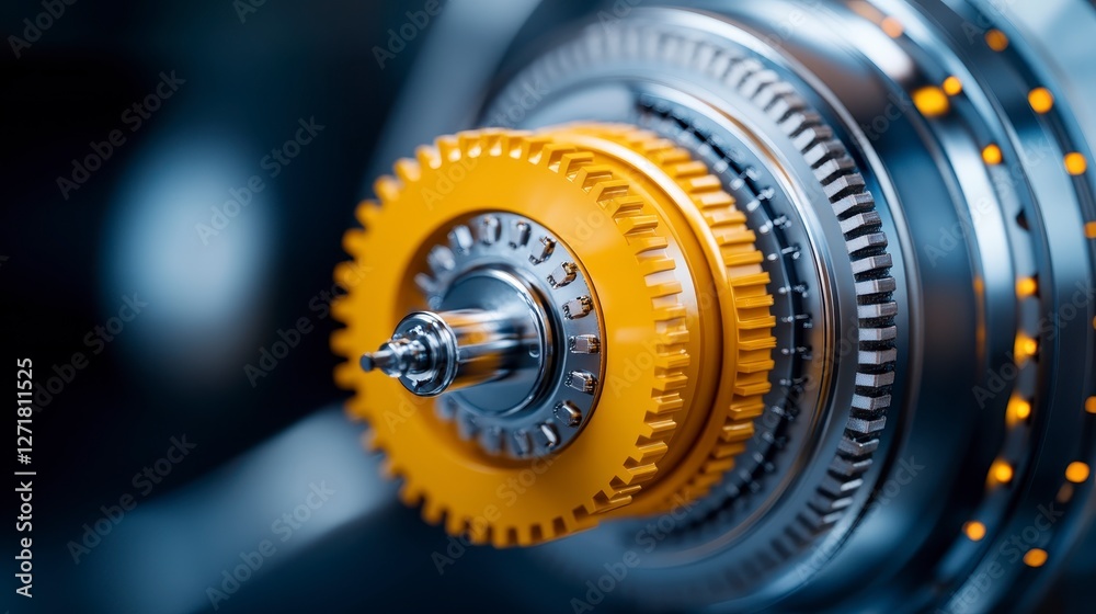 Naklejka premium Closeup Of Intricate Gears And Machinery In Automotive Engineering Components