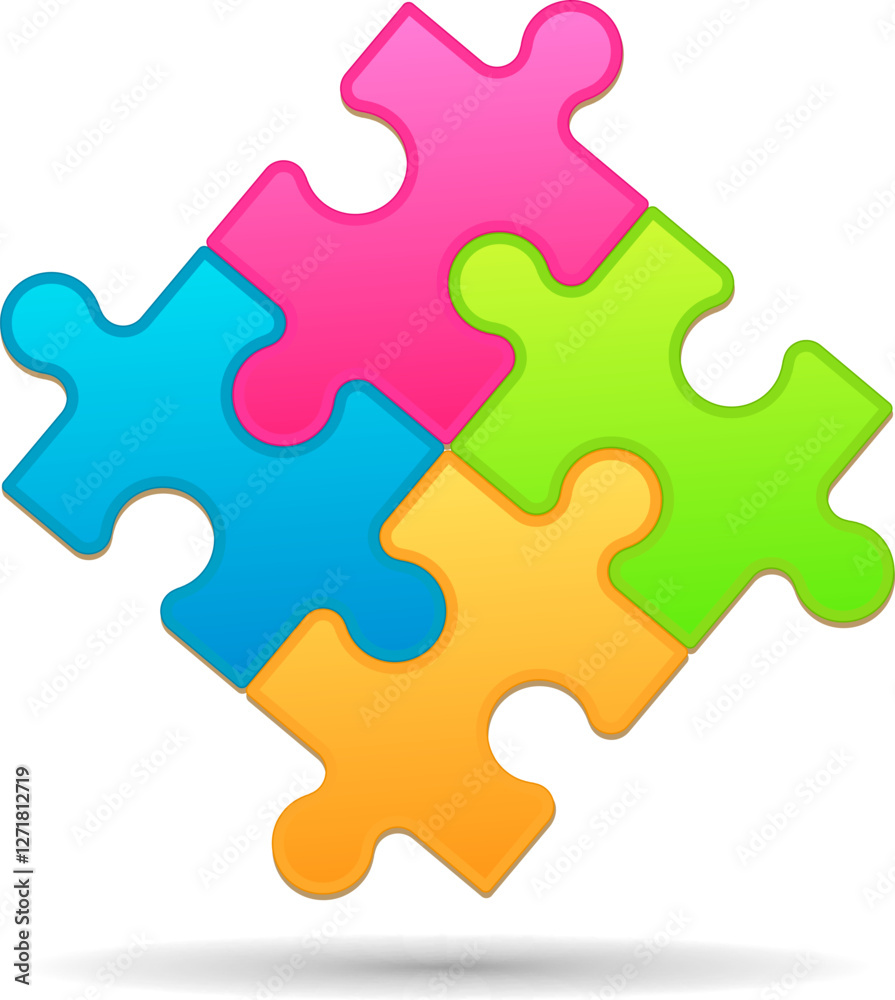Four jigsaw pieces connected together