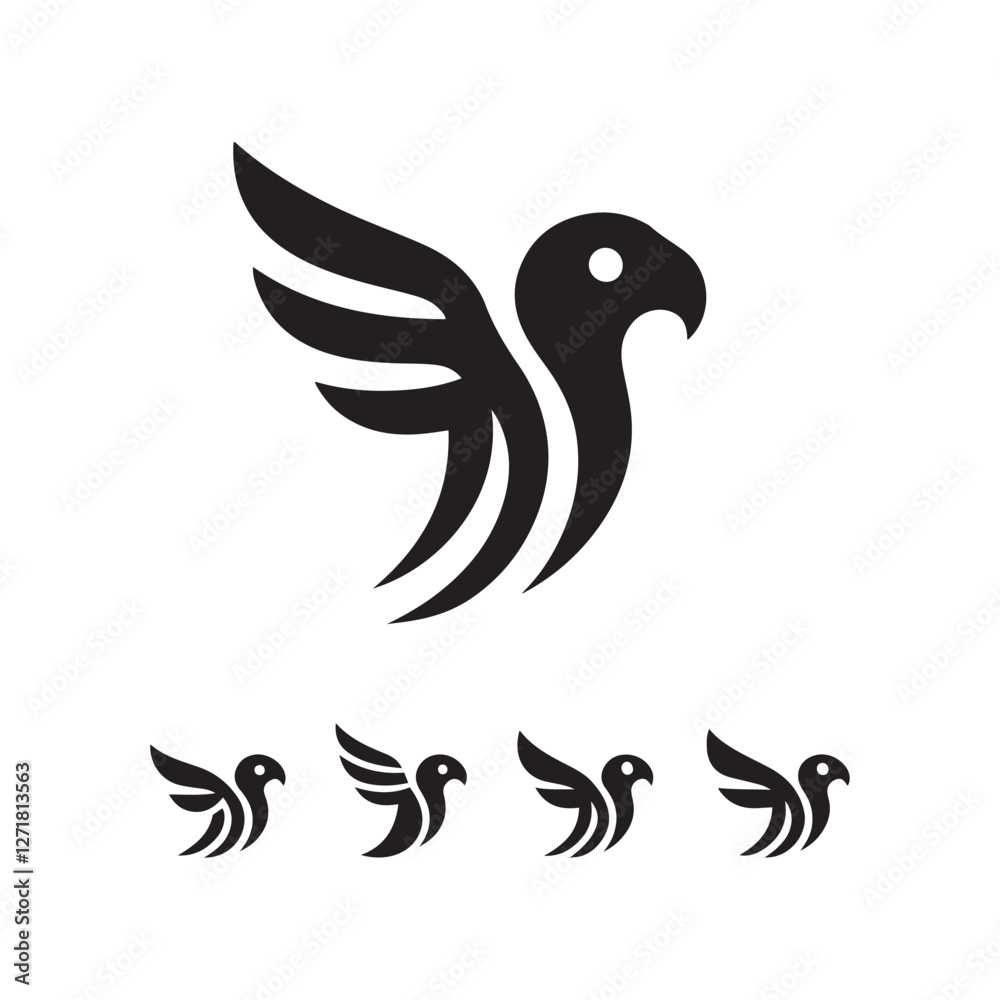 Obraz premium abstract bird logos, Minimalist bird icons, black silhouettes 