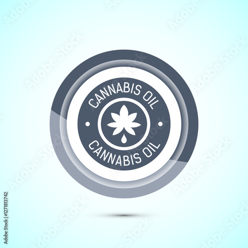 Cannabis oil icon design illustration. CBD cannabidiol sign symbol, Marijuana oil icon, Gray color button design
