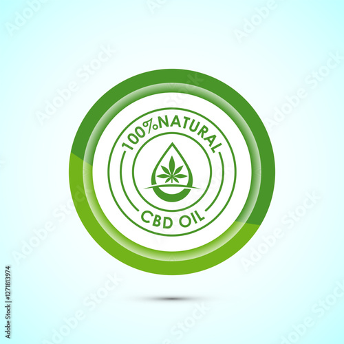 Cannabis oil icon design illustration. CBD cannabidiol sign symbol, Marijuana oil icon, Green color button design