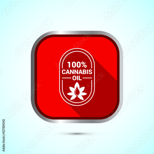 Cannabis oil icon design. CBD cannabidiol sign symbol, Marijuana oil icon, Red shadow button design