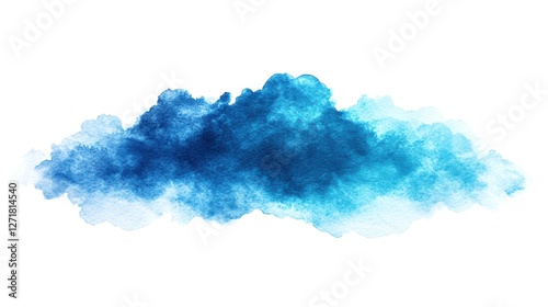 Abstract watercolor splash in shades of blue, perfect for backgrounds or designs, white isolated background.