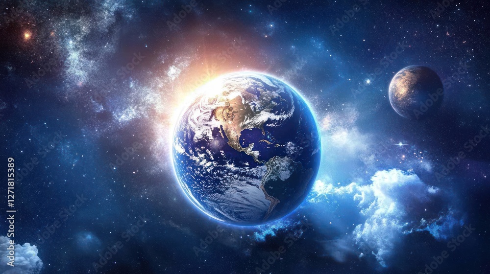 Obraz premium A Breathtaking Vision Earth And Moon In Cosmic Splendor And Beauty