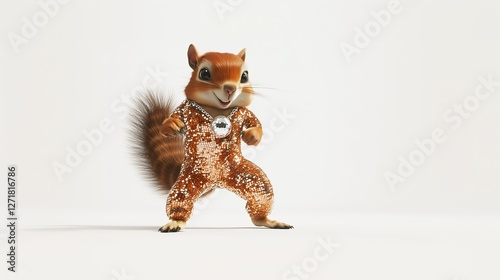Energetic 3D Animated Squirrel Dancing in a Stylish Outfit