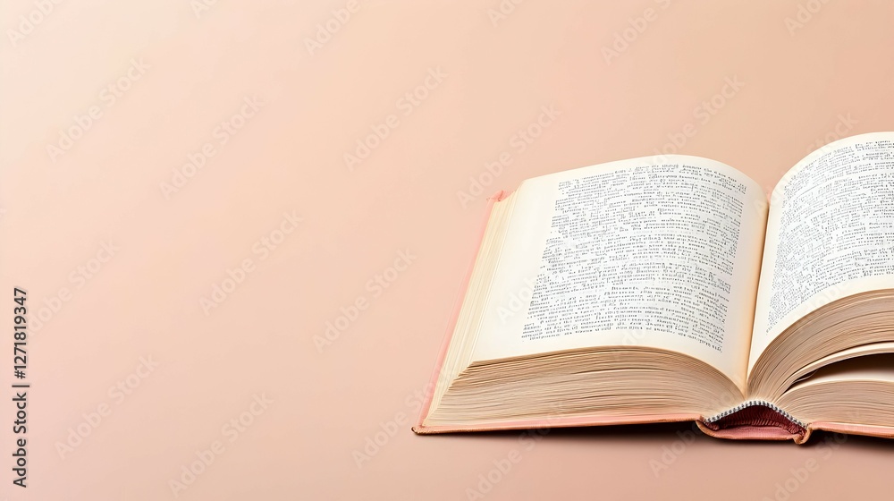 Fototapeta premium Open Vintage Book on Beige Background