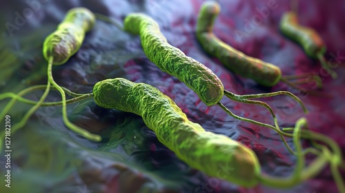 Unveiling the Intricate World: A Close - up Glimpse of Helicobacter pylori in the Stomach