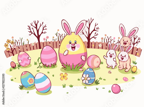 Cheerful Easter Egg Hunt Illustration Pack