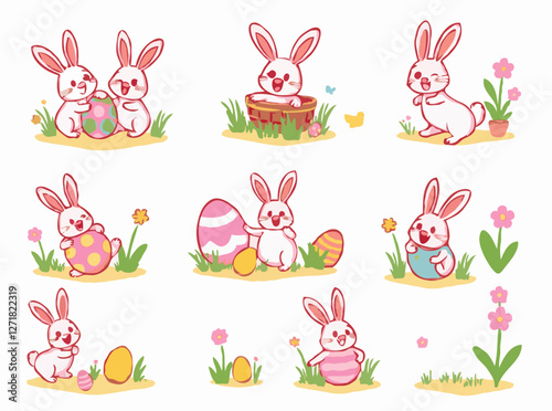 Cheerful Easter Egg Hunt Illustration Pack