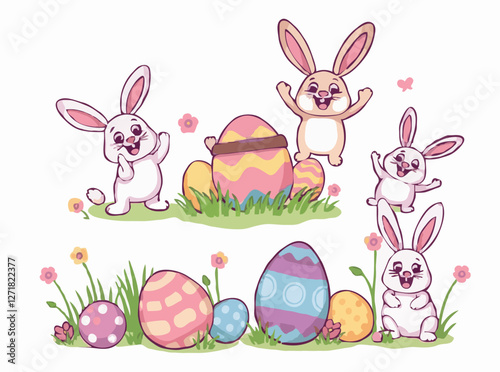 Cheerful Easter Egg Hunt Illustration Pack