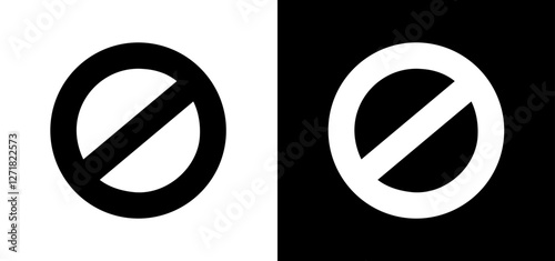 Prohibition sign illustration. Black white forbidden, ban, not allowed symbol set.