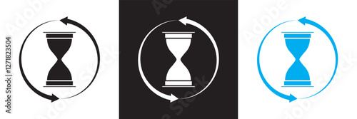 Anti aging hourglass icon. Waiting slow time single  icon . isolated on white and black background. Vector illustration. EPS 10