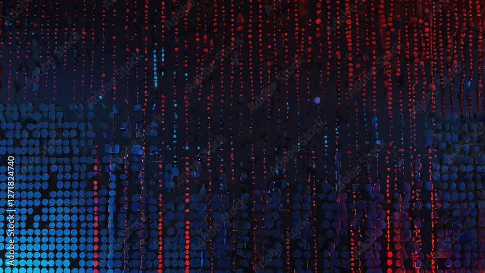 Vibrant abstract background featuring a gradient pattern of blue and red dots on a dark backdrop. The design showcases a neon light effect. Generative AI. Vibrant abstract background featuring a gradient pattern of blue and red dots on a dark backdrop. The design showcases a neon light effect. Generative AI.