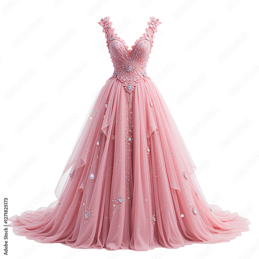 Obraz premium Photo of Elegant pink dress isolated on transparent background 