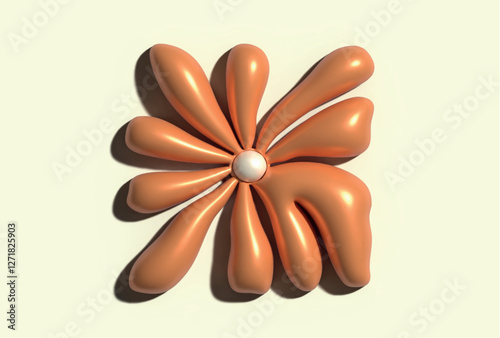 Realistic flower with inflatable plastic effect illustration