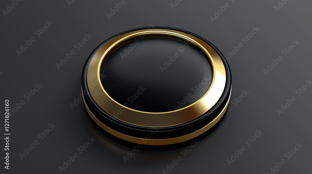 elegant black button with gold rim elegant black button with gold rim