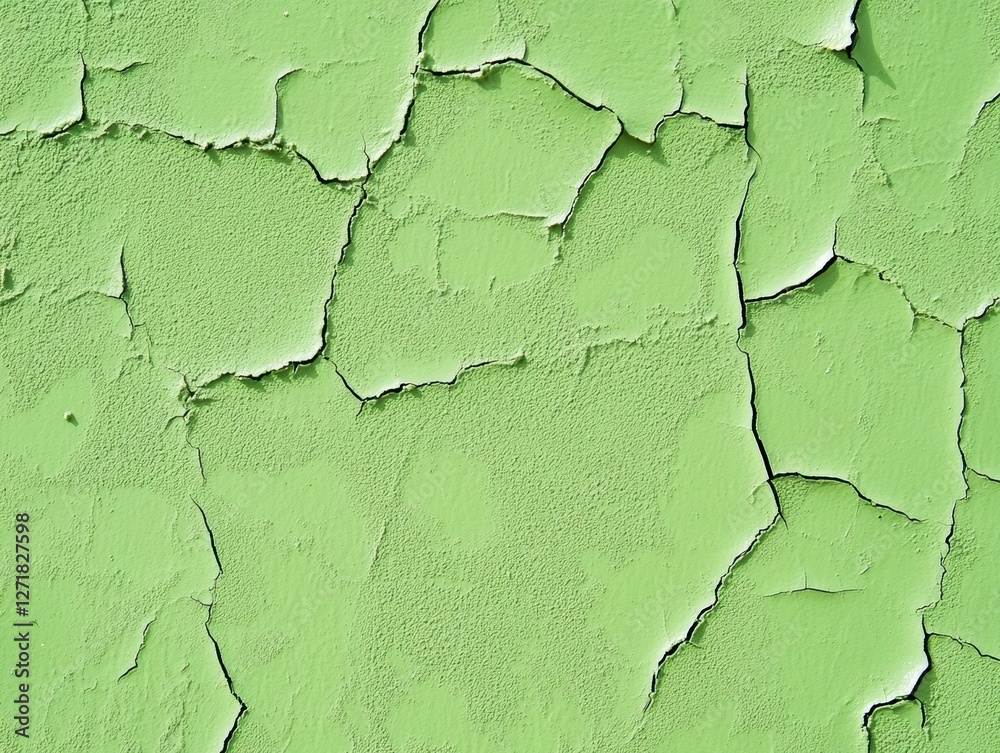Obraz premium Close-Up of Cracked and Peeling Green Paint on a Weathered Wall