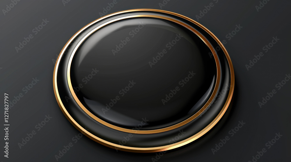elegant black button with gold rim elegant black button with gold rim