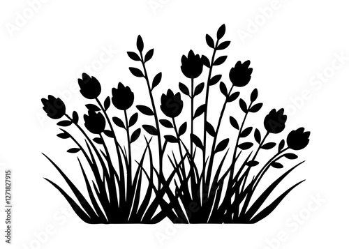 i con set of bush blossom. grass bush vector illustration