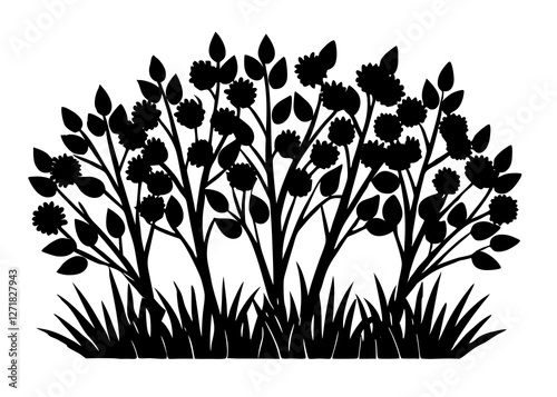 i con set of bush blossom. grass bush vector illustration