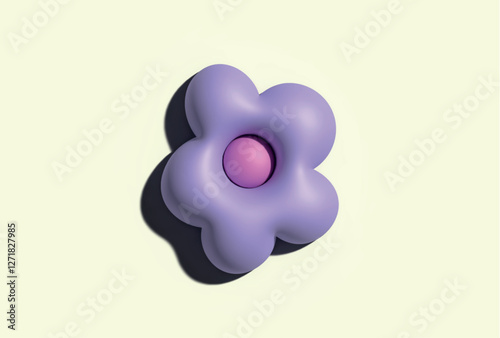 Realistic flower with inflatable plastic effect illustration
