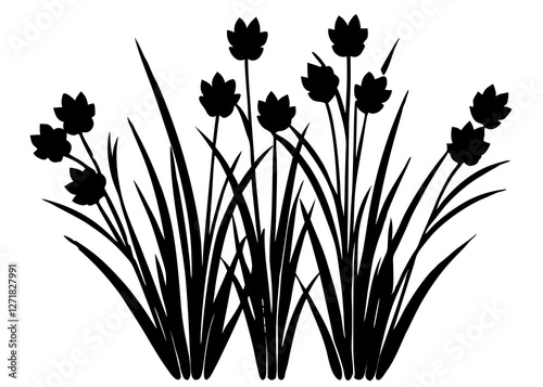i con set of bush blossom. grass bush vector illustration