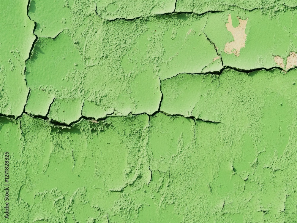 Obraz premium Close-Up of Cracked and Peeling Green Paint on a Weathered Wall