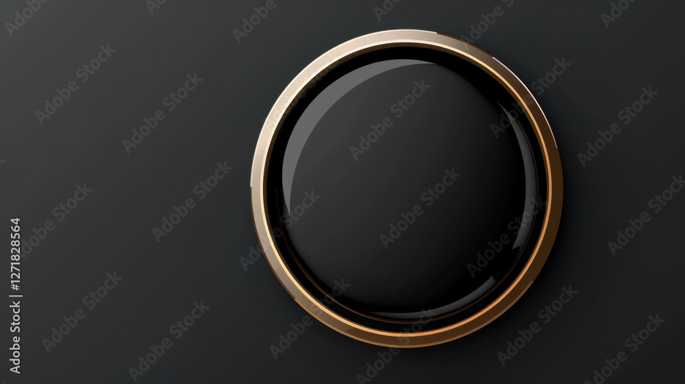 elegant black button with gold rim