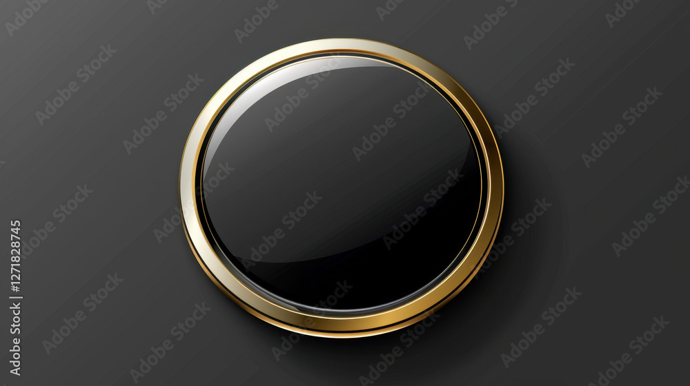 elegant black button with gold rim elegant black button with gold rim