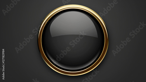elegant black button with gold rim
